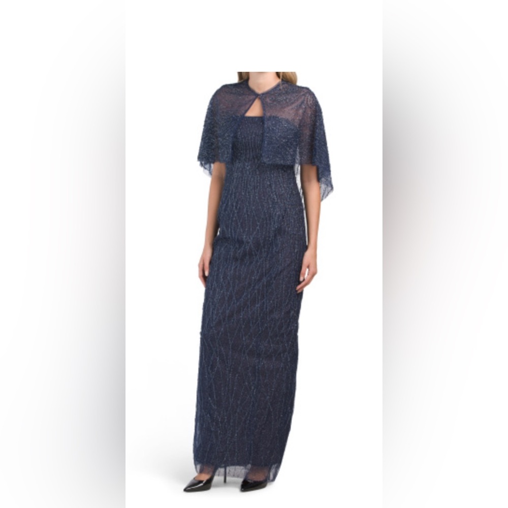 MARCHESA NOTTE
Sequin Strapless Embellished Column Gown size 14 NAVY